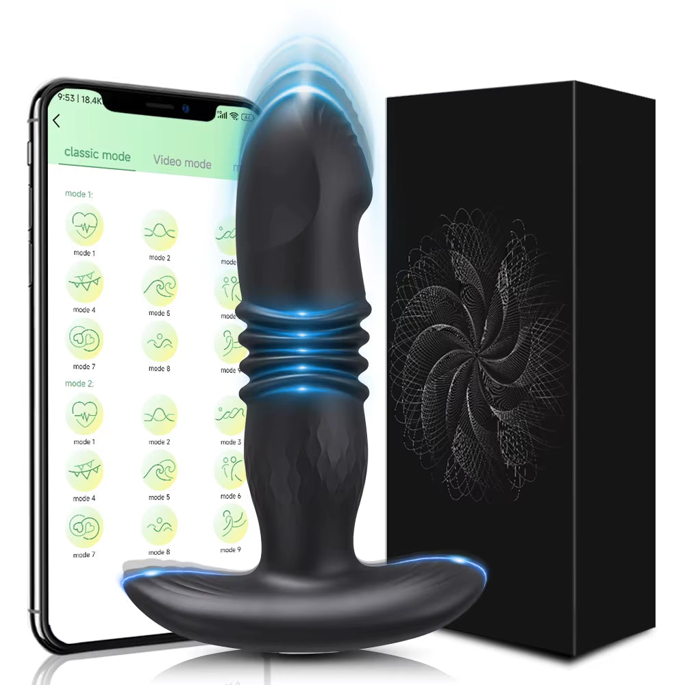 Male Thrusting Prostate Massager Bluetooth APP Vibrator for Men Gay Anal Plug Wireless Remote Butt Plug Sex Toy for Couples
