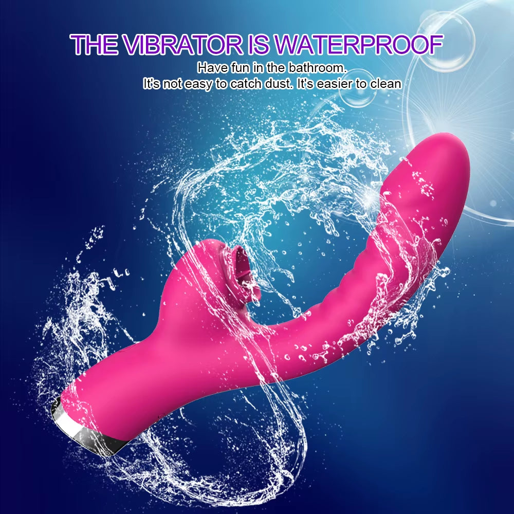 Tongue Licking Vibrator 2 in 1 Adult Women Sex Toys Dildos Vibrators Clitoris Stimulator with 20 Speeds Vibrators Sex Product