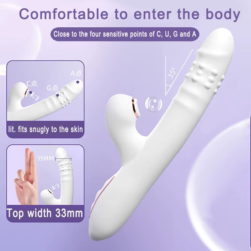 Vibrator Thrusting Dildo with Multiple Vibration/Sucking Modes, Multifunctional Waterproof Sex Toys Thrusting, with Licking