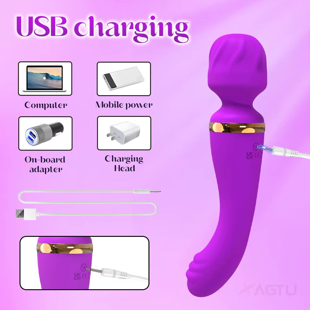 2 Motors Vibrator for Women Clitoris Stimulator G Spot Dildo AV Magic Wand USB Rechargeable Adult Goods Female Sex Toys