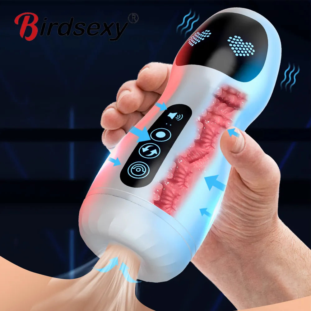 Masturbators Automatic Male Masturbator Cup Vibrator for Men Penis Blowjob Sucking Machine Silicone Vagina Masturbation Cup Sex Toys Adult 230426