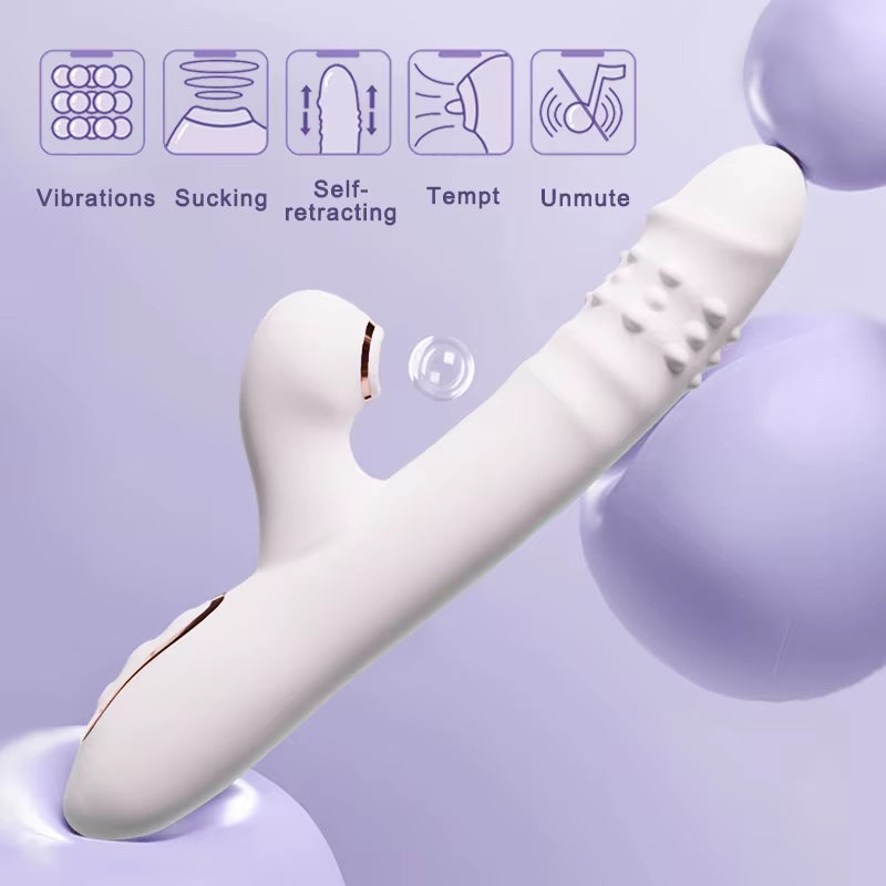 Vibrator Thrusting Dildo with Multiple Vibration/Sucking Modes, Multifunctional Waterproof Sex Toys Thrusting, with Licking