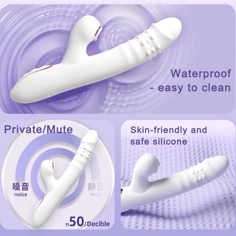 Vibrator Thrusting Dildo with Multiple Vibration/Sucking Modes, Multifunctional Waterproof Sex Toys Thrusting, with Licking