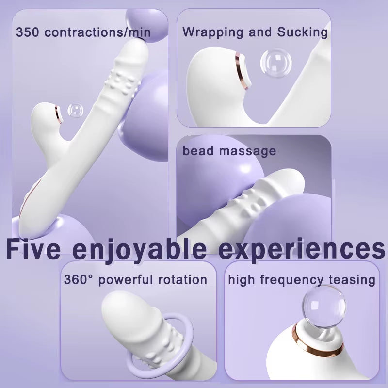 Vibrator Thrusting Dildo with Multiple Vibration/Sucking Modes, Multifunctional Waterproof Sex Toys Thrusting, with Licking