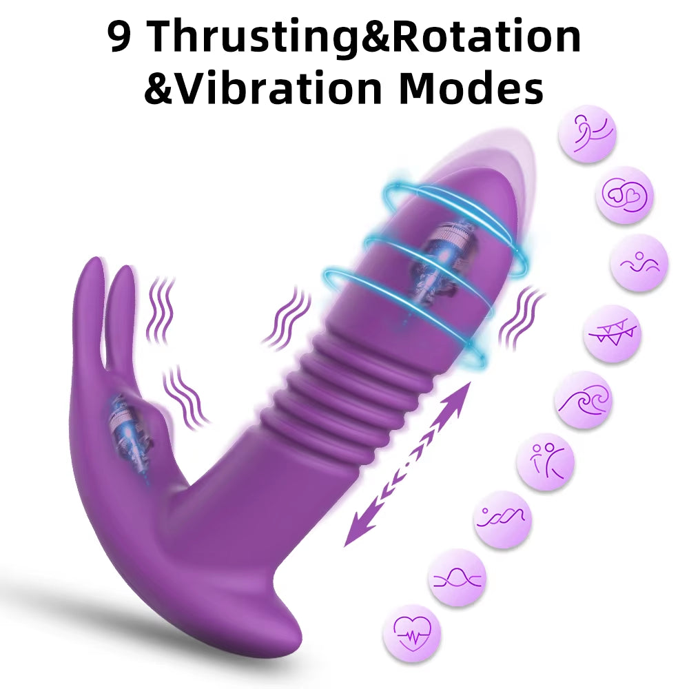 Bluetooth APP Thrusting Vibrator for Women Rotating Telescopic Dildo Remote G Spot Clitoris Stimulator Sex Toys for Adults