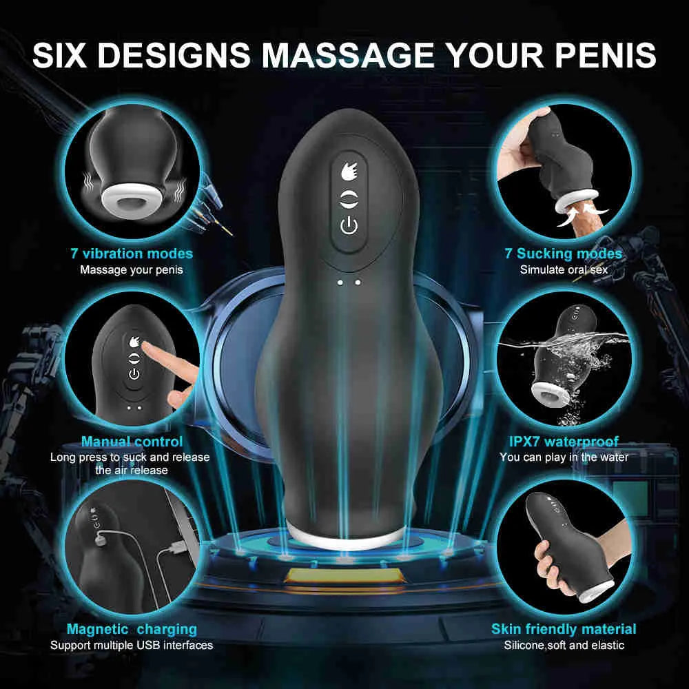 Automatic Sucking Male Masturbator Cup Real Vaginal Pocket Blowjob Vibrator Silicone Vacuum Electric Cup Adult Sex Toys for Men