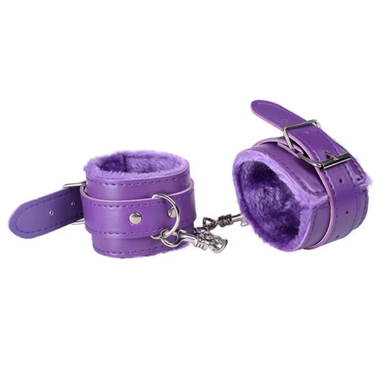 No Vibrators for Women Erotic Handcuffs Ankle Cuffs Whip BDSM Bondage Restraints Slave Sex Toys for Couple Women Adult Games