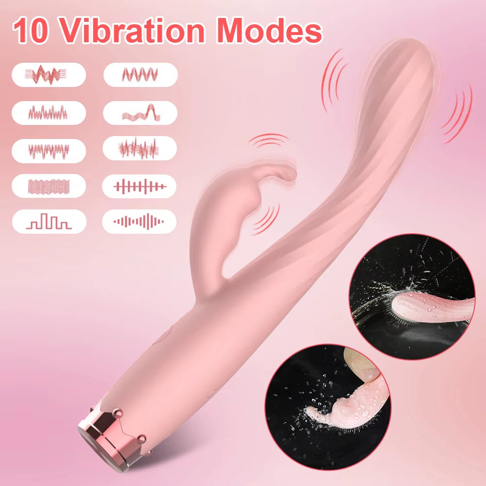 Beginner G-Spot Rabbit Vibrator for Women 10 Speed Nipple Clitoris Stimulation Female Orgasm Finger Shaped Sex Toys for Adult