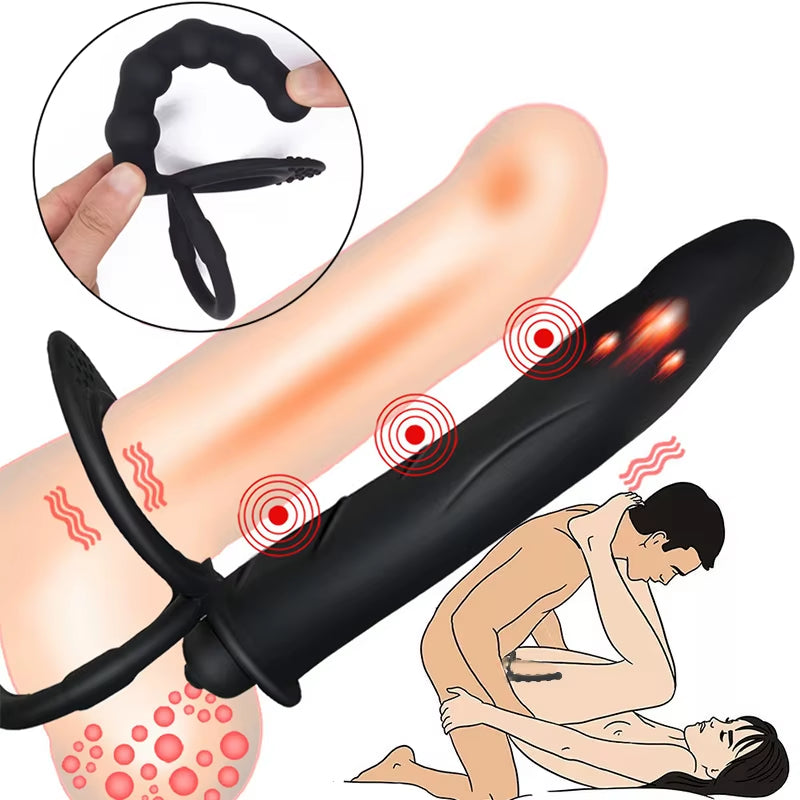 Double Penetration Anal Plug Dildo Butt Plug Vibrator for Men Strap on Penis Massage Vagina Plugs Adult Sex Toys for Couples 18+