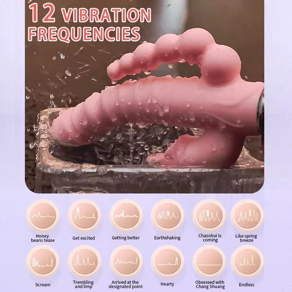 Licklip 3 in 1 Dildo Rabbit Vibrator Tongue Licking Double Rod Masturbation Anal Clit Vibrator Sex Toys for Women