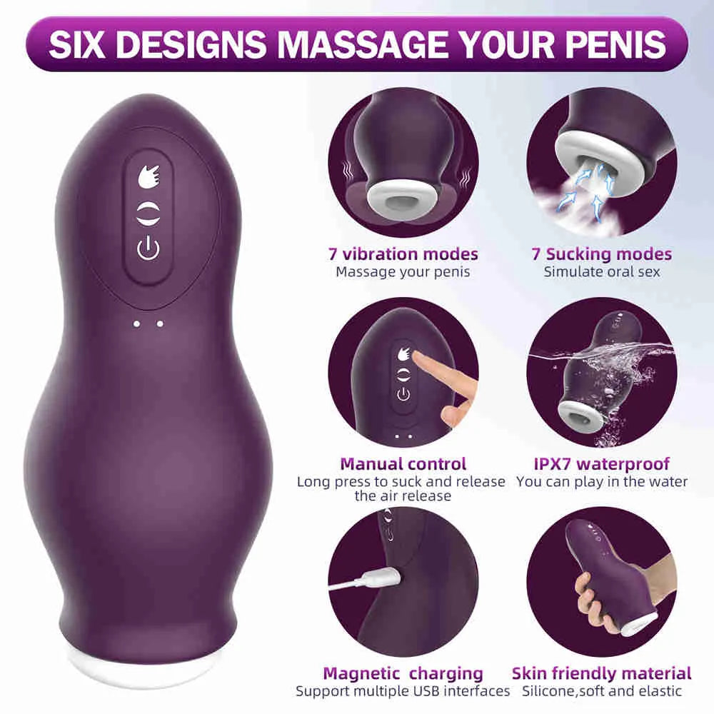 Automatic Sucking Male Masturbator Cup Real Vaginal Pocket Blowjob Vibrator Silicone Vacuum Electric Cup Adult Sex Toys for Men