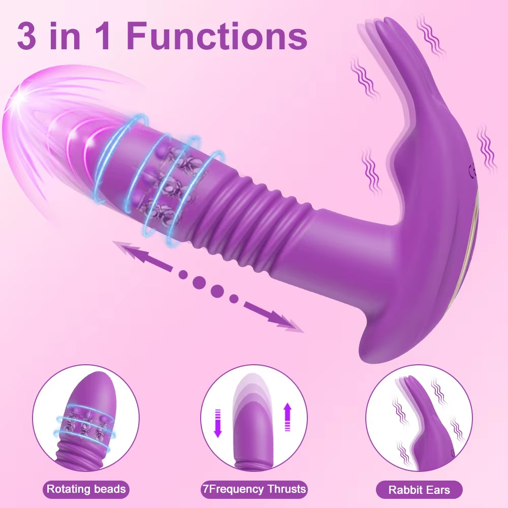 Bluetooth APP Thrusting Vibrator for Women Rotating Telescopic Dildo Remote G Spot Clitoris Stimulator Sex Toys for Adults