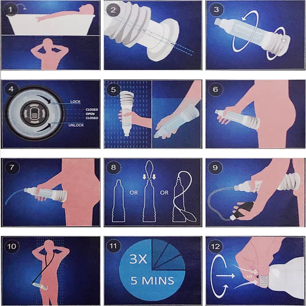 Male Penis Pump Water Vacuum Pump for Men Penis Enlargement Pump Dick Extender Cock Exercises Pump Glans Trainer Adults Sex Toys