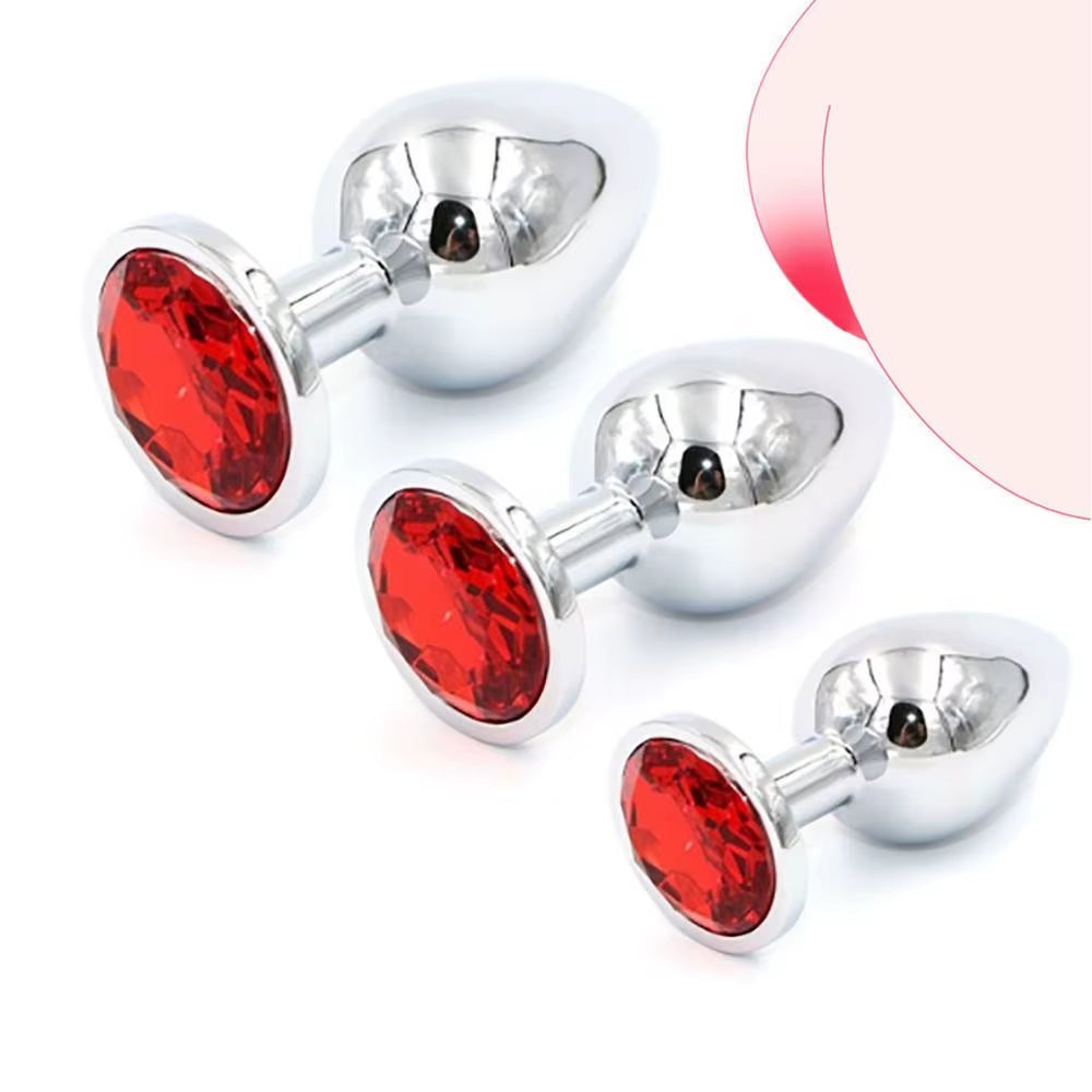 Metal Butt Plug Stainless Steel Anal Plug with Jewelry Colorful Crystal Anus Plug Anal Bead Adults Sex Toys for Women Adult Game