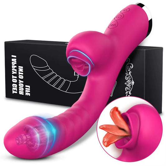 Tongue Licking Vibrator 2 in 1 Adult Women Sex Toys Dildos Vibrators Clitoris Stimulator with 20 Speeds Vibrators Sex Product