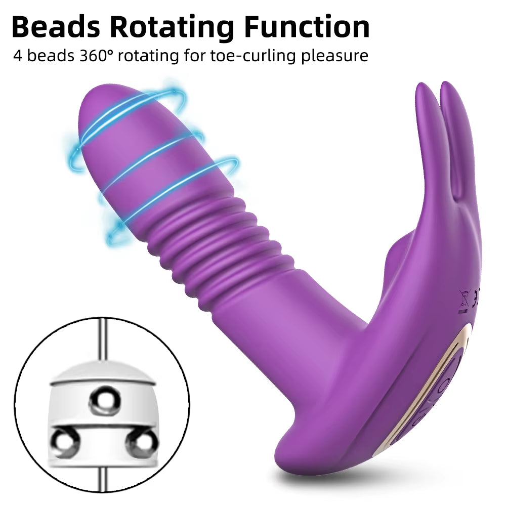 Bluetooth APP Thrusting Vibrator for Women Rotating Telescopic Dildo Remote G Spot Clitoris Stimulator Sex Toys for Adults
