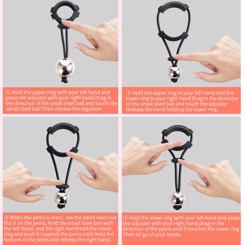 Bdsm Male Penis Ring Exercise Device Weight Bearing Penis Extender Enlargement Stretcher Ball Semen Lock Adult Sex Toys for Men